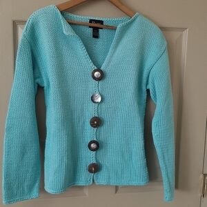 PURE hand knit  Aqua Blue Women's Sweater